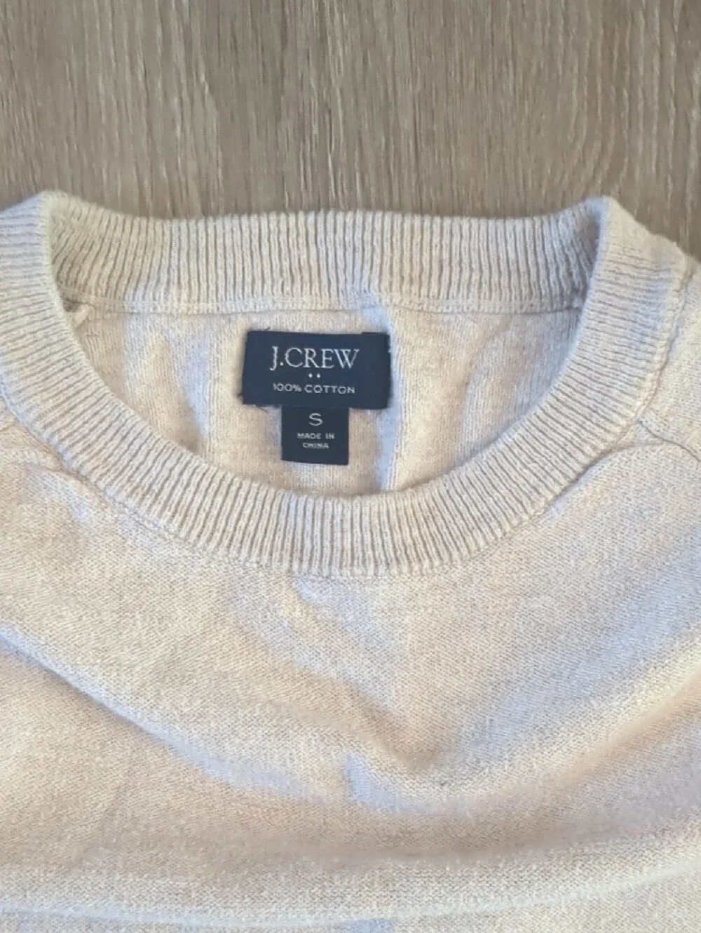 J. Crew Beige Cotton Crewneck Sweater